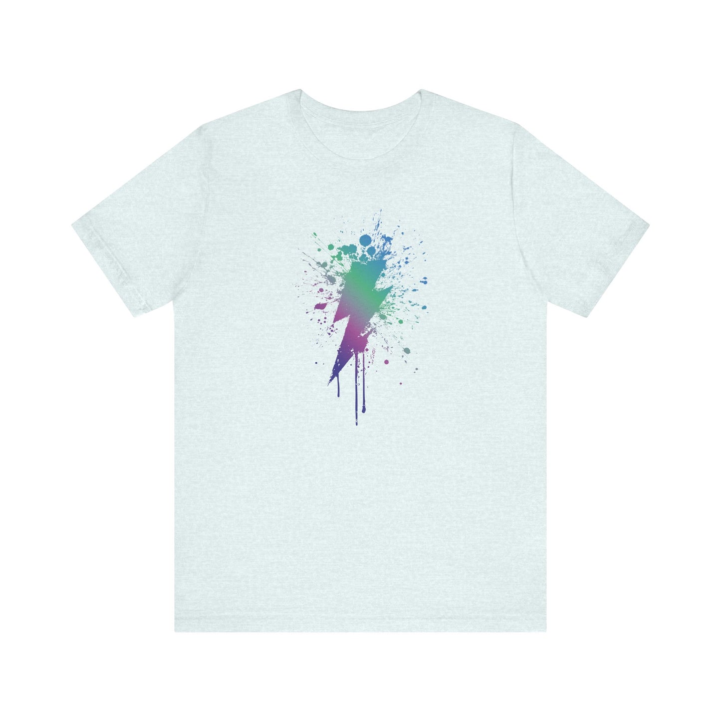 Lightning Bolt Paint-Splash T-Shirt — Colorful Graffiti Graphic Tee