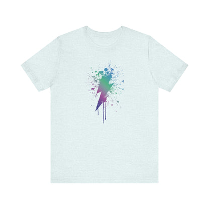 Lightning Bolt Paint-Splash T-Shirt — Colorful Graffiti Graphic Tee