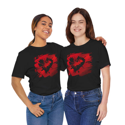 Broken Heart Brushstroke Tee — Distressed Red Heart Graphic Shirt