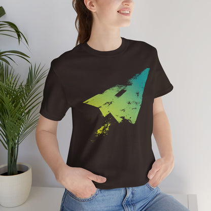 Paper Airplane Graphic Tee — Green Gradient Flight T‑Shirt