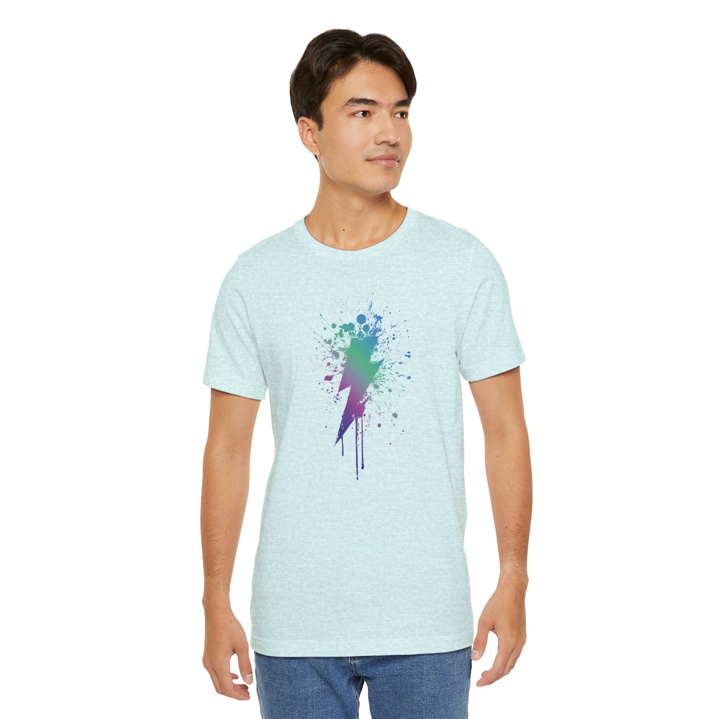 Lightning Bolt Paint-Splash T-Shirt — Colorful Graffiti Graphic Tee