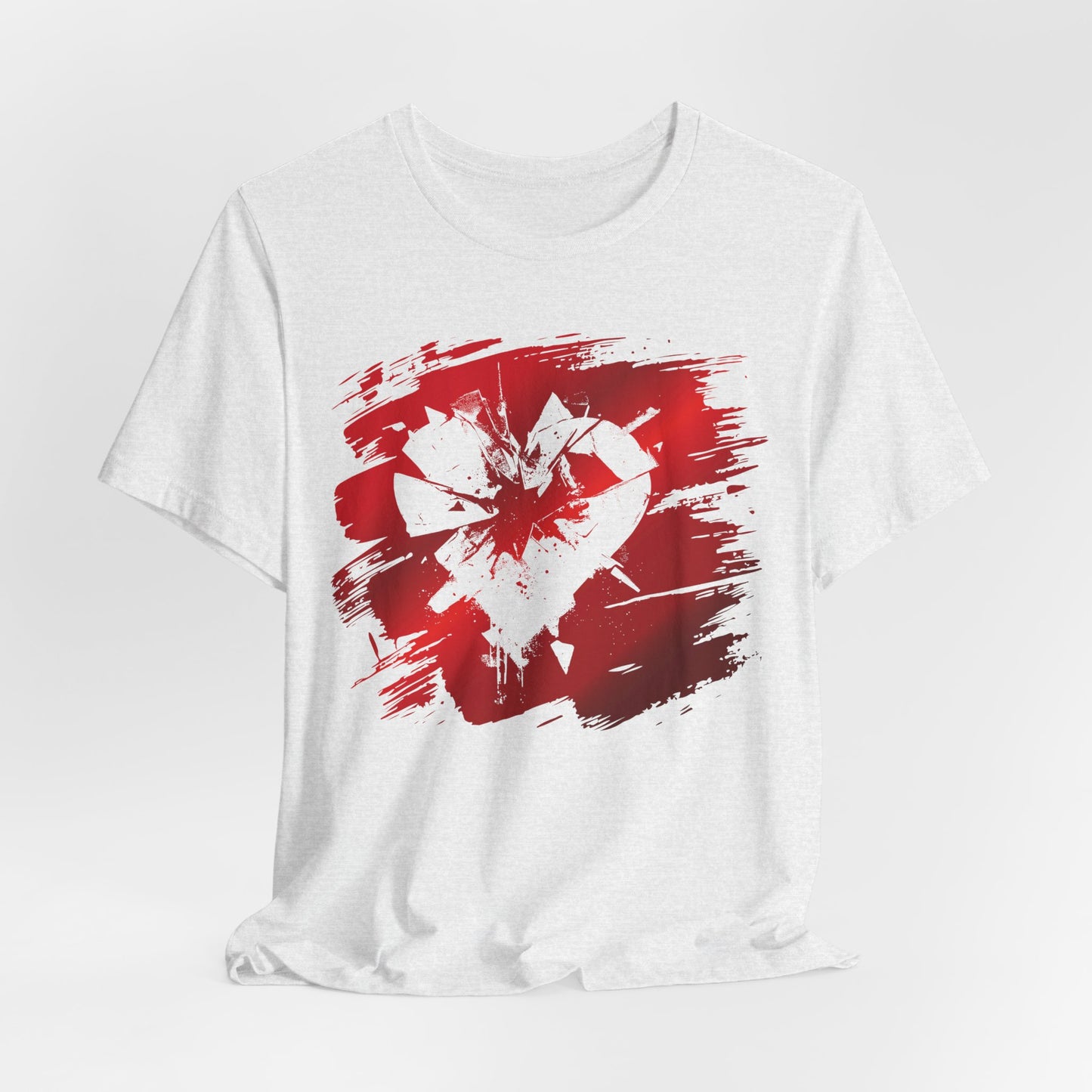 Broken Heart Brushstroke Tee — Distressed Red Heart Graphic Shirt