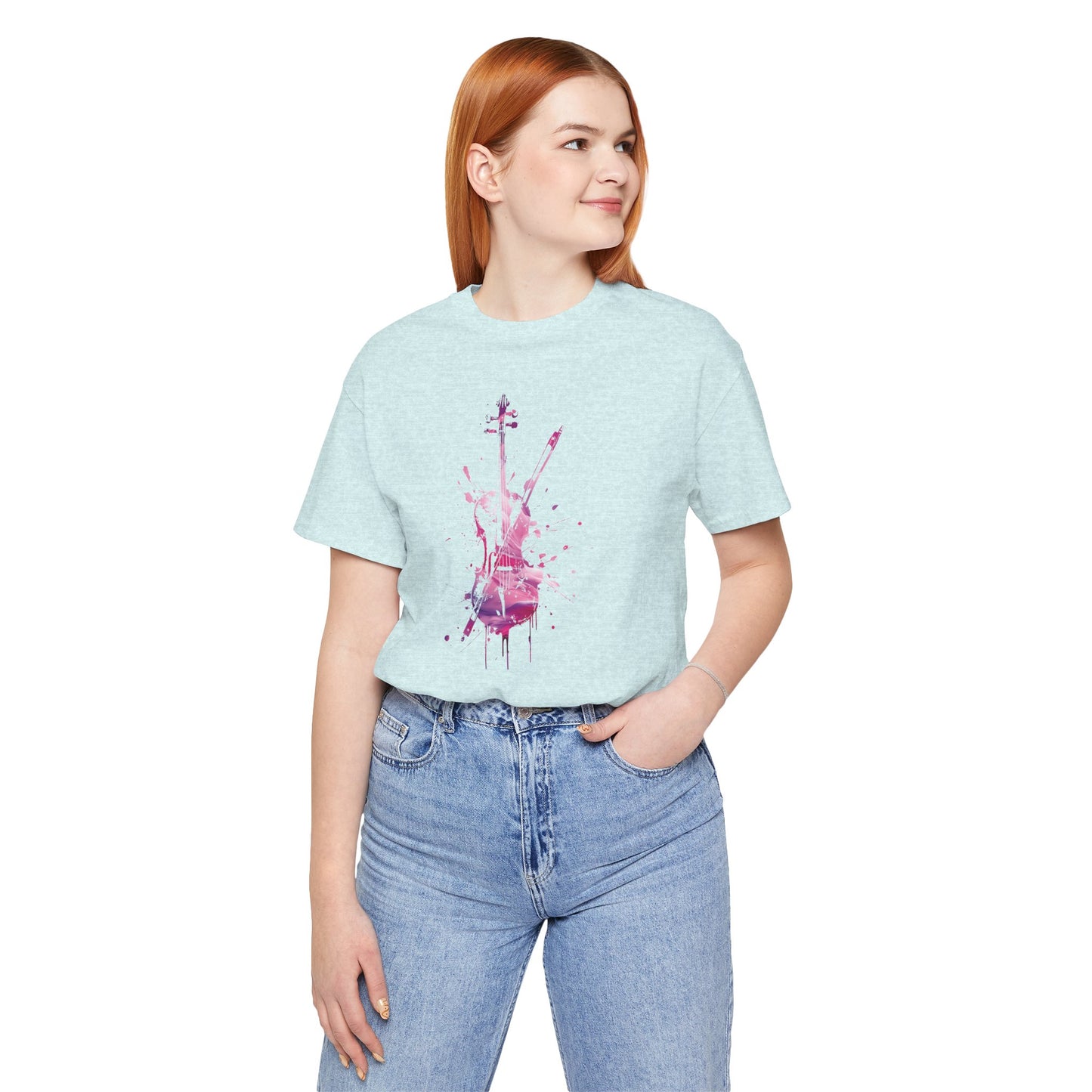 T-Shirt — Pink Watercolor Violin/Cello Graphic Tee