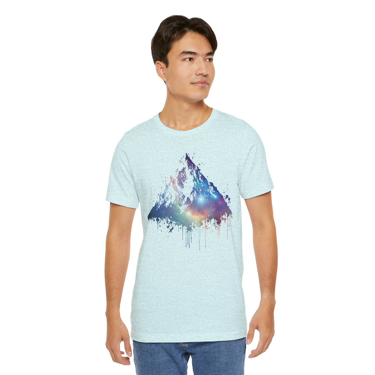 Space Mountain Watercolor Tee — Colorful Drip Peak Graphic T-Shirt