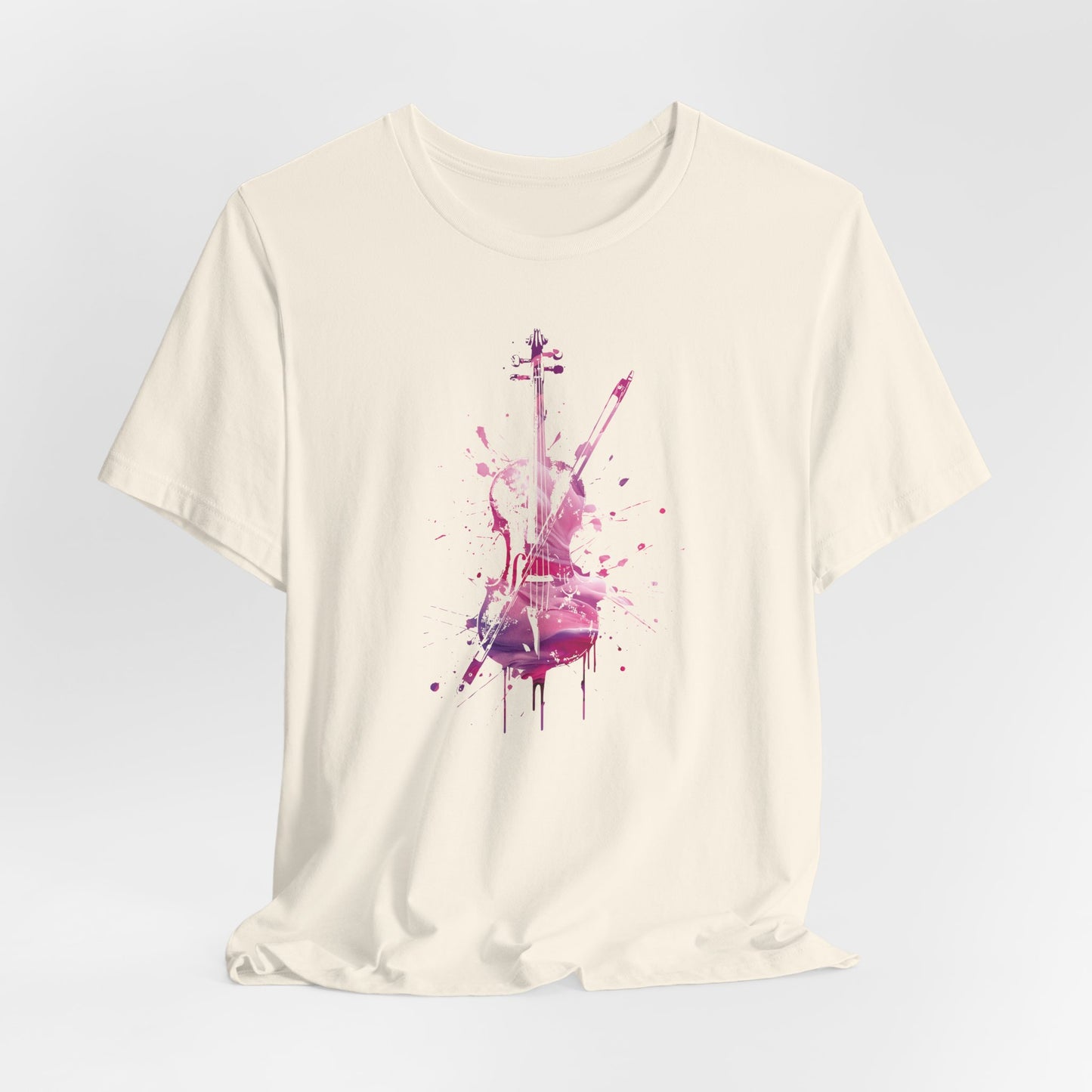 T-Shirt — Pink Watercolor Violin/Cello Graphic Tee