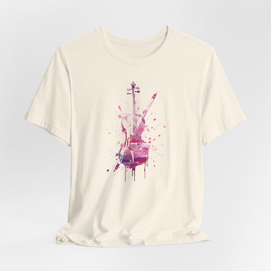 T-Shirt — Pink Watercolor Violin/Cello Graphic Tee