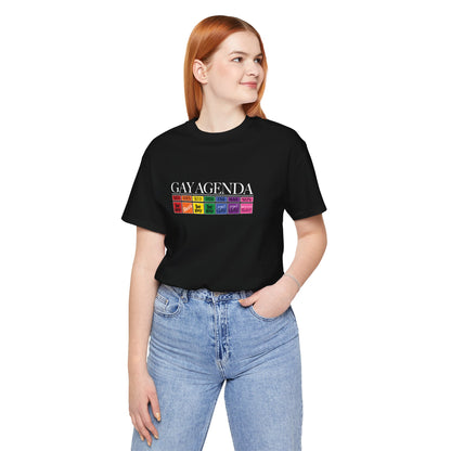 Gay Agenda Rainbow Graphic Tee — LGBTQ+ Pride Short Sleeve Shirt