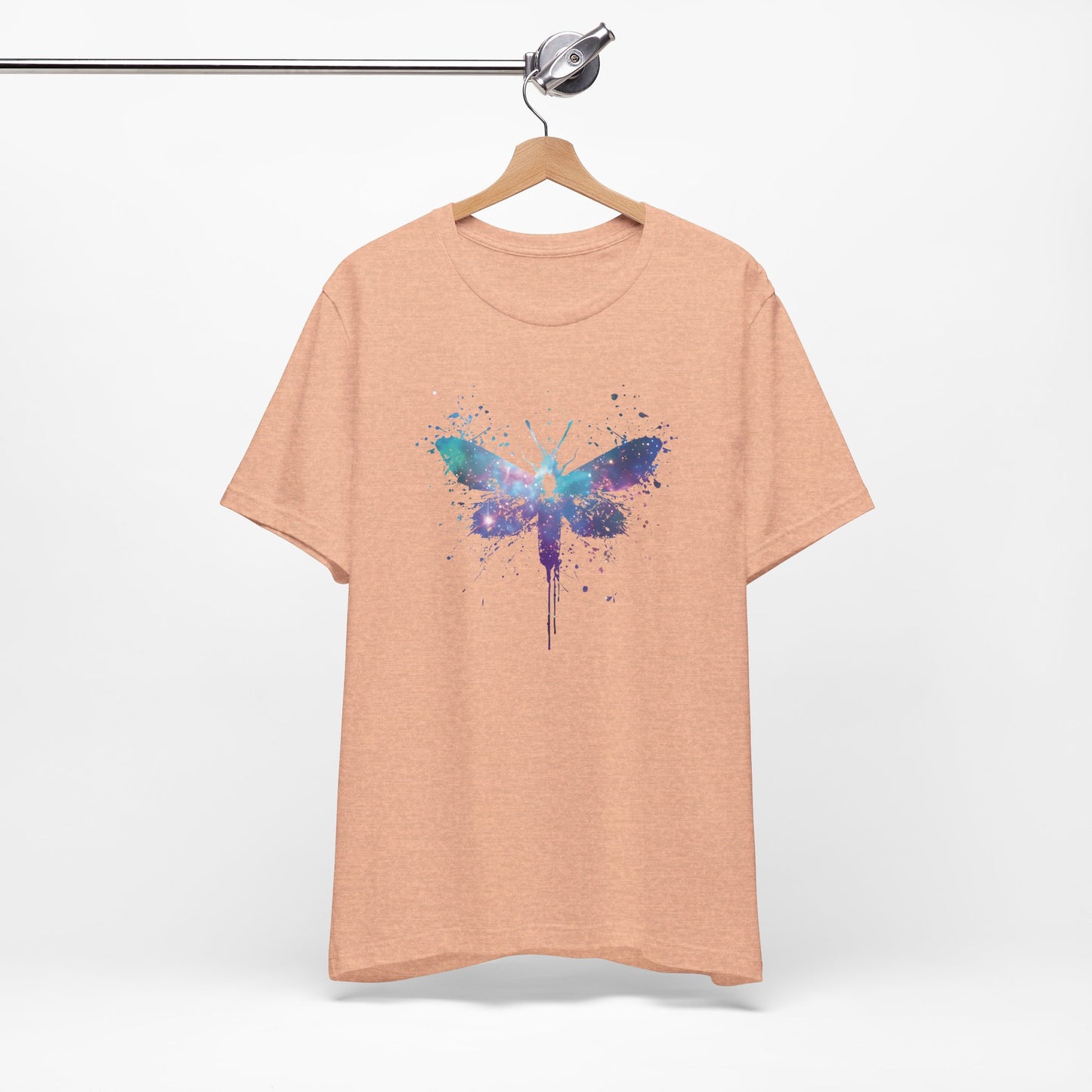 Galaxy Moth Graphic Tee - Watercolor Splatter Butterfly T-Shirt