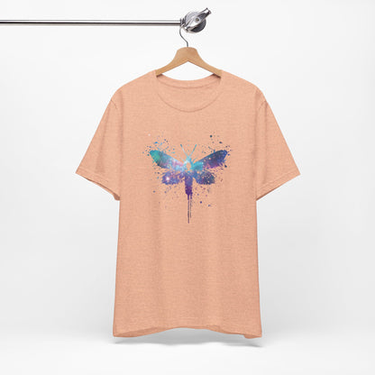 Galaxy Moth Graphic Tee - Watercolor Splatter Butterfly T-Shirt