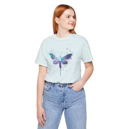 Galaxy Moth Graphic Tee - Watercolor Splatter Butterfly T-Shirt