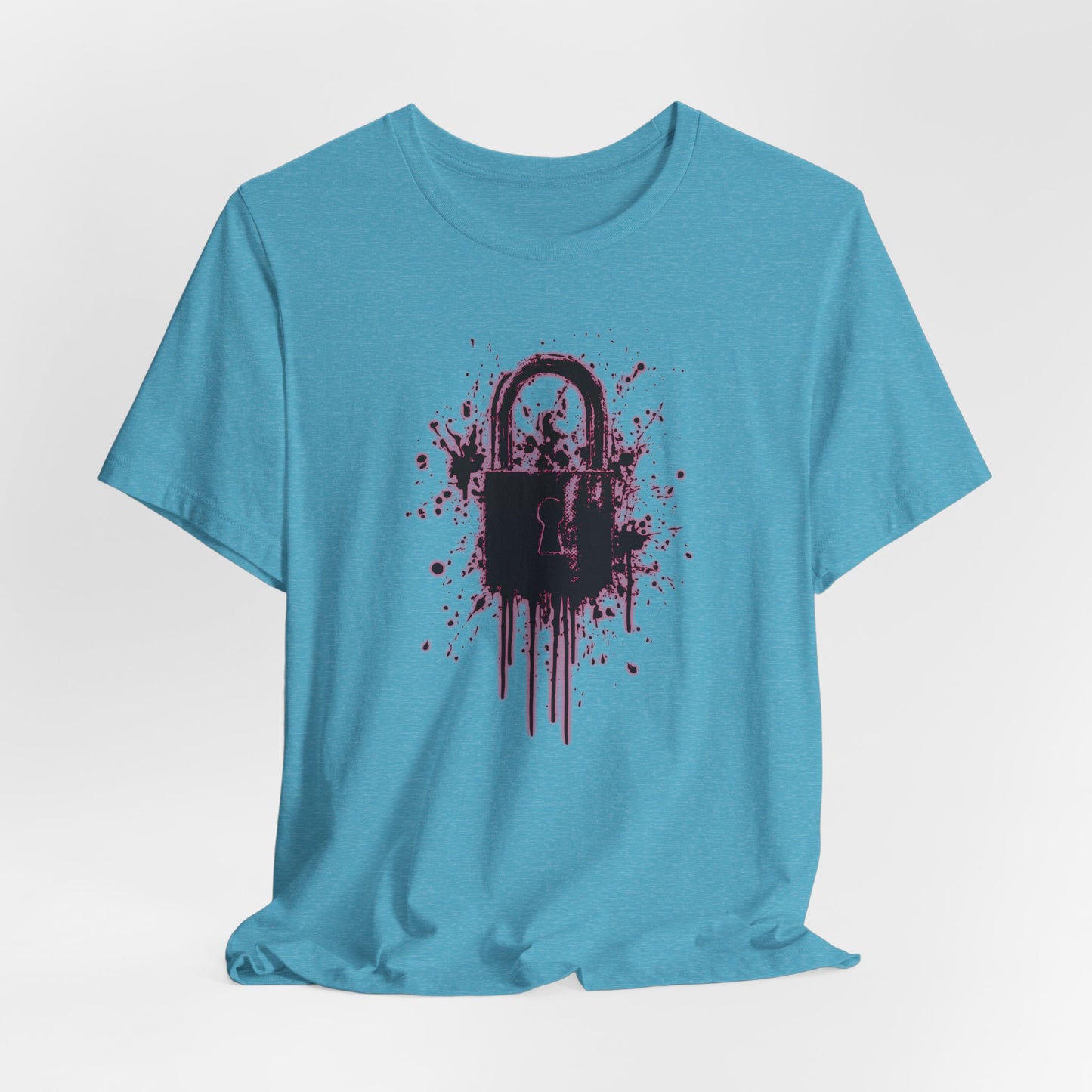 Locked Up Graphic Tee — Dark Splatter Lock Design