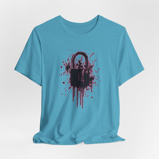 Locked Up Graphic Tee — Dark Splatter Lock Design