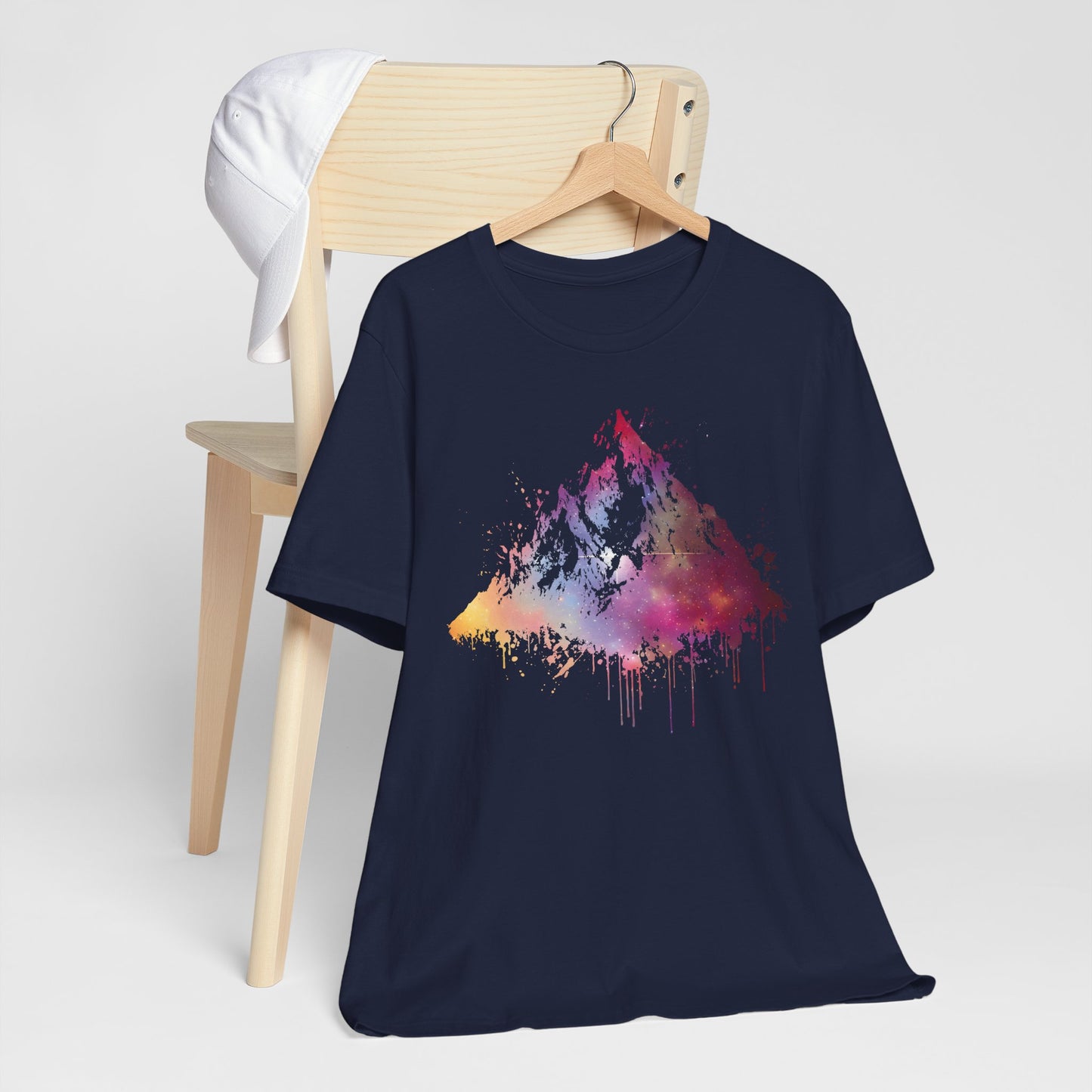 Space Mountain Watercolor Tee — Colorful Drip Peak Graphic T-Shirt