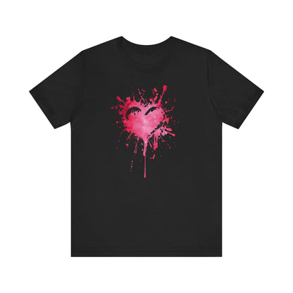 Heart Paint Splash T‑Shirt — Watercolor Pink Heart Graphic Tee