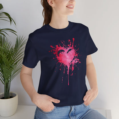 Heart Paint Splash T‑Shirt — Watercolor Pink Heart Graphic Tee