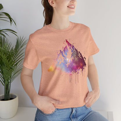 Space Mountain Watercolor Tee — Colorful Drip Peak Graphic T-Shirt