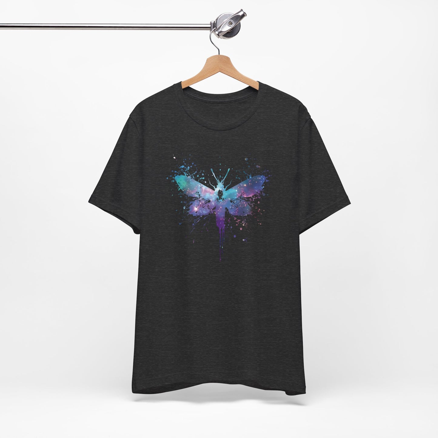 Galaxy Moth Graphic Tee - Watercolor Splatter Butterfly T-Shirt
