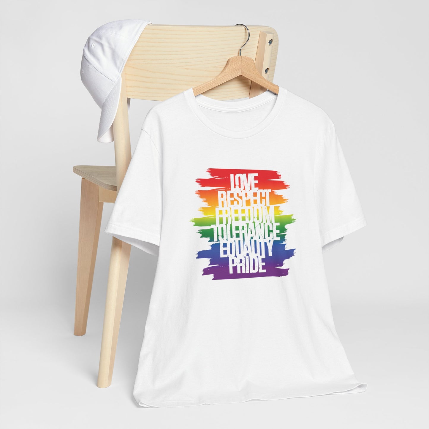 Pride Rainbow Values T‑Shirt — Love Respect Freedom Tolerance Equality Pride Tee
