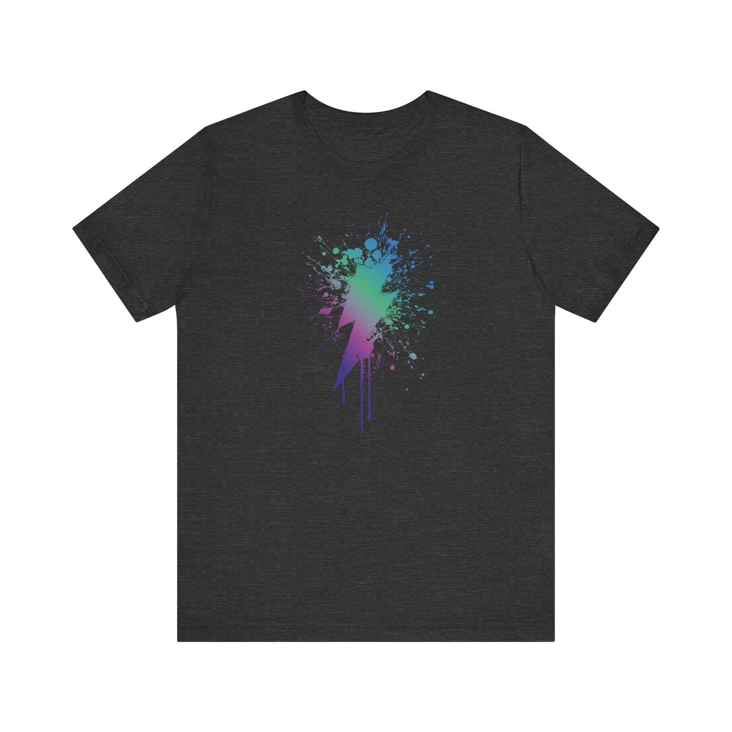 Lightning Bolt Paint-Splash T-Shirt — Colorful Graffiti Graphic Tee