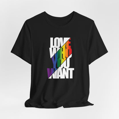 Love Who You Want T-Shirt — Rainbow Pride Equality Tee