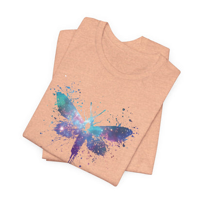 Galaxy Moth Graphic Tee - Watercolor Splatter Butterfly T-Shirt