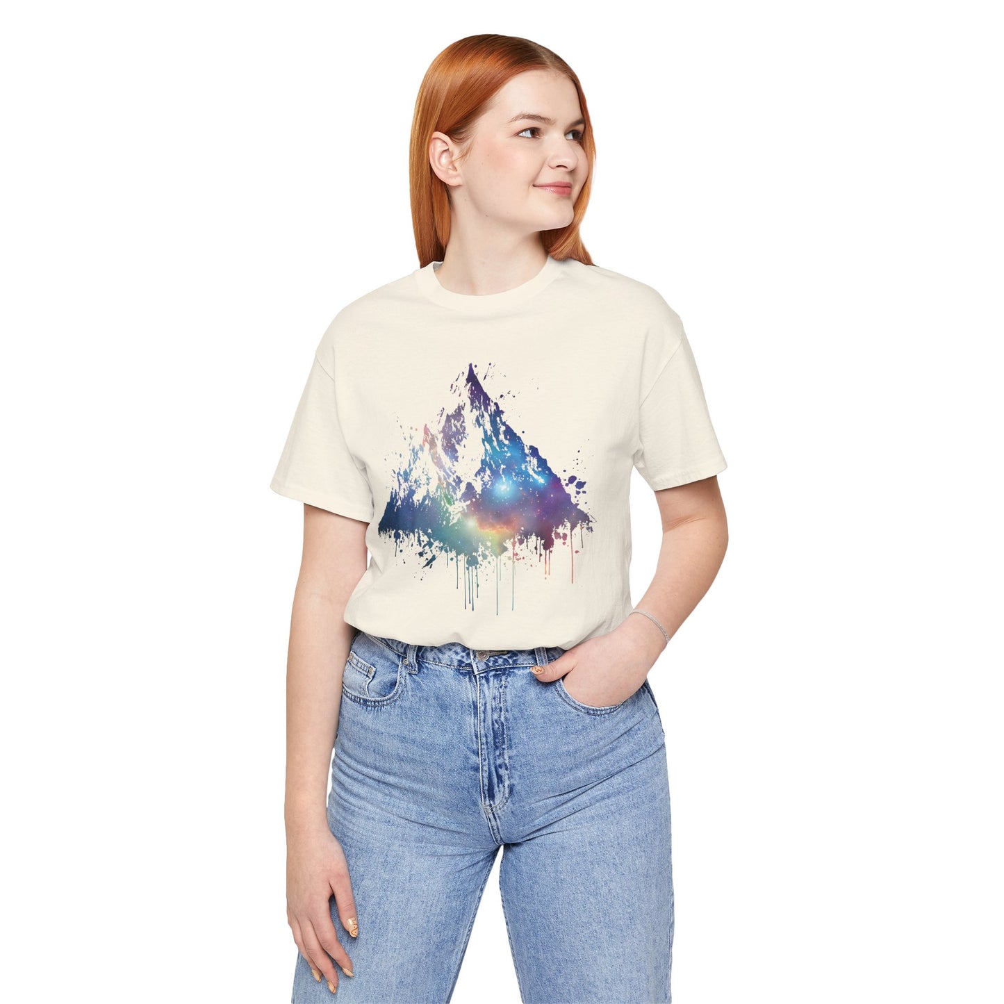 Space Mountain Watercolor Tee — Colorful Drip Peak Graphic T-Shirt
