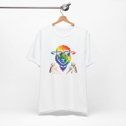 Cool Rainbow Sheep T-Shirt — Retro Sunglasses Lamb Graphic Tee
