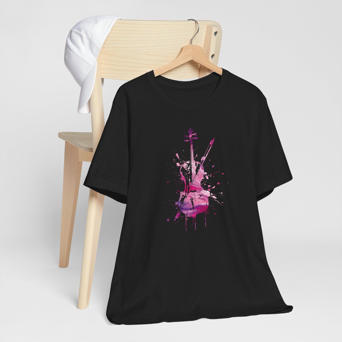 T-Shirt — Pink Watercolor Violin/Cello Graphic Tee