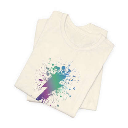 Lightning Bolt Paint-Splash T-Shirt — Colorful Graffiti Graphic Tee