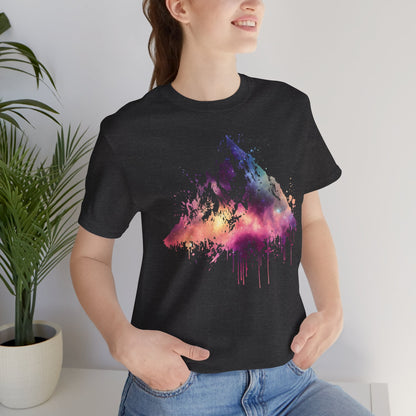 Space Mountain Watercolor Tee — Colorful Drip Peak Graphic T-Shirt