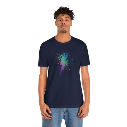 Lightning Bolt Paint-Splash T-Shirt — Colorful Graffiti Graphic Tee