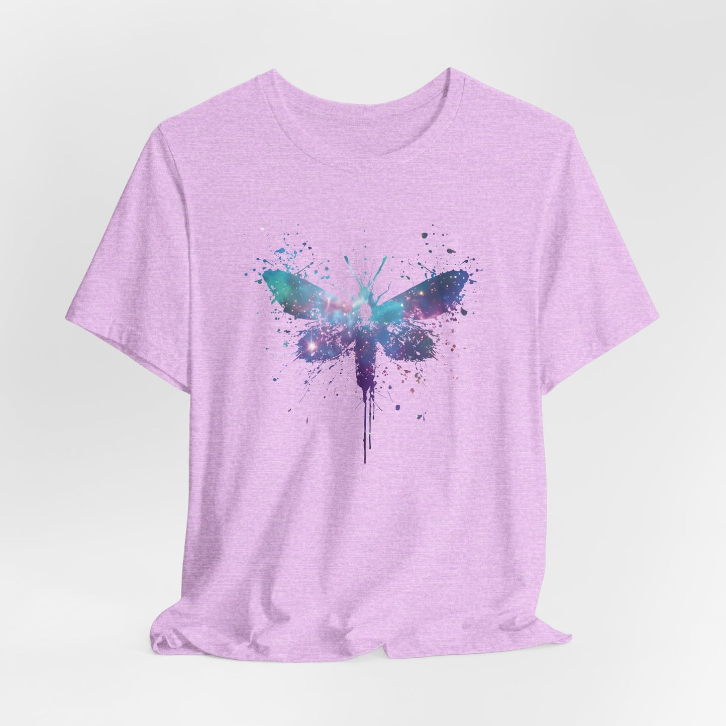 Galaxy Moth Graphic Tee - Watercolor Splatter Butterfly T-Shirt