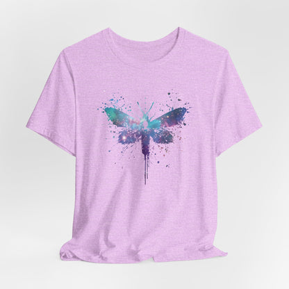 Galaxy Moth Graphic Tee - Watercolor Splatter Butterfly T-Shirt