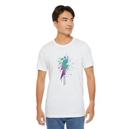 Lightning Bolt Paint-Splash T-Shirt — Colorful Graffiti Graphic Tee
