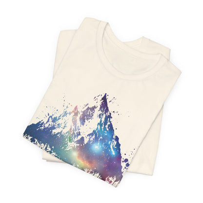 Space Mountain Watercolor Tee — Colorful Drip Peak Graphic T-Shirt