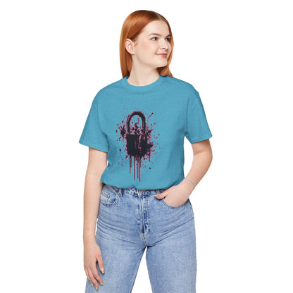 Locked Up Graphic Tee — Dark Splatter Lock Design