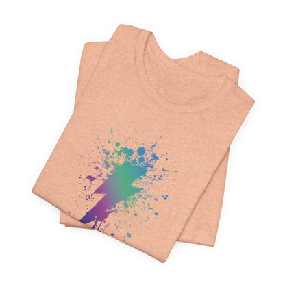 Lightning Bolt Paint-Splash T-Shirt — Colorful Graffiti Graphic Tee
