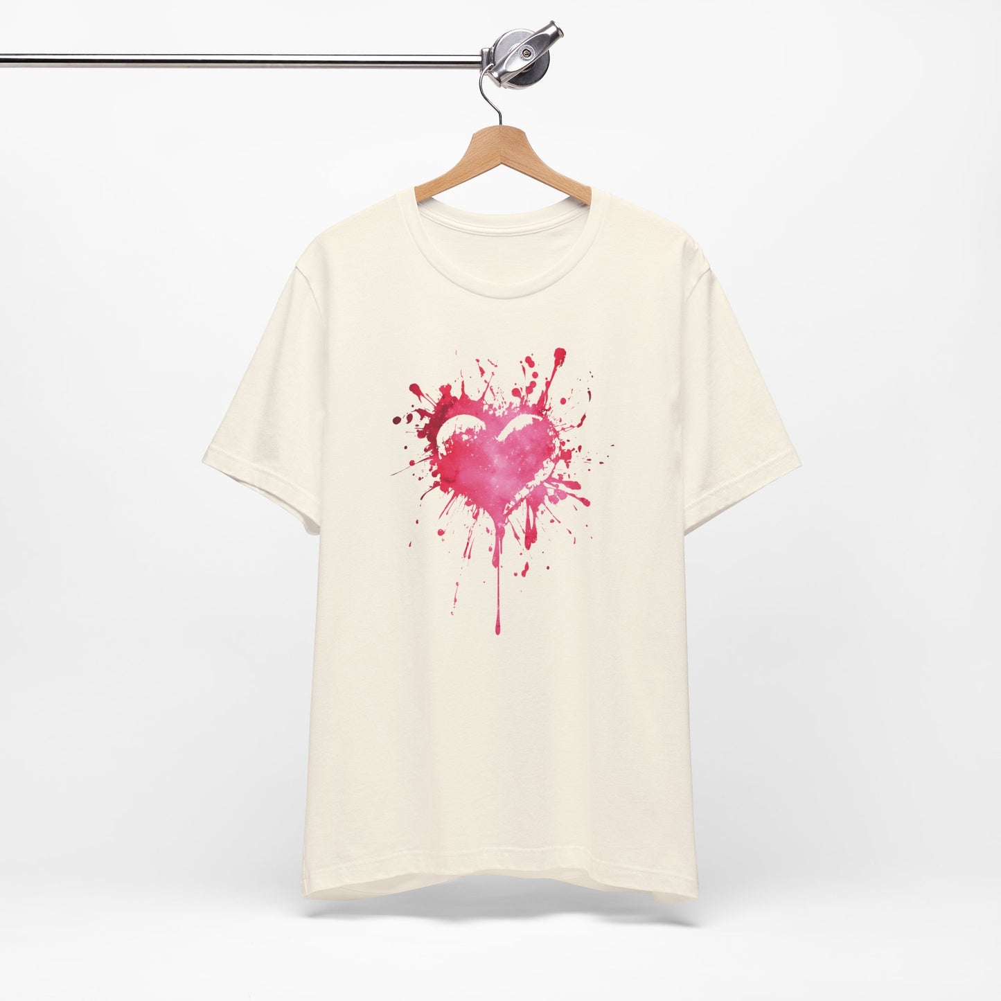 Heart Paint Splash T‑Shirt — Watercolor Pink Heart Graphic Tee