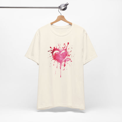 Heart Paint Splash T‑Shirt — Watercolor Pink Heart Graphic Tee