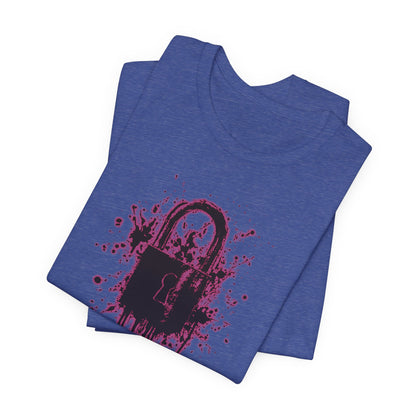 Locked Up Graphic Tee — Dark Splatter Lock Design