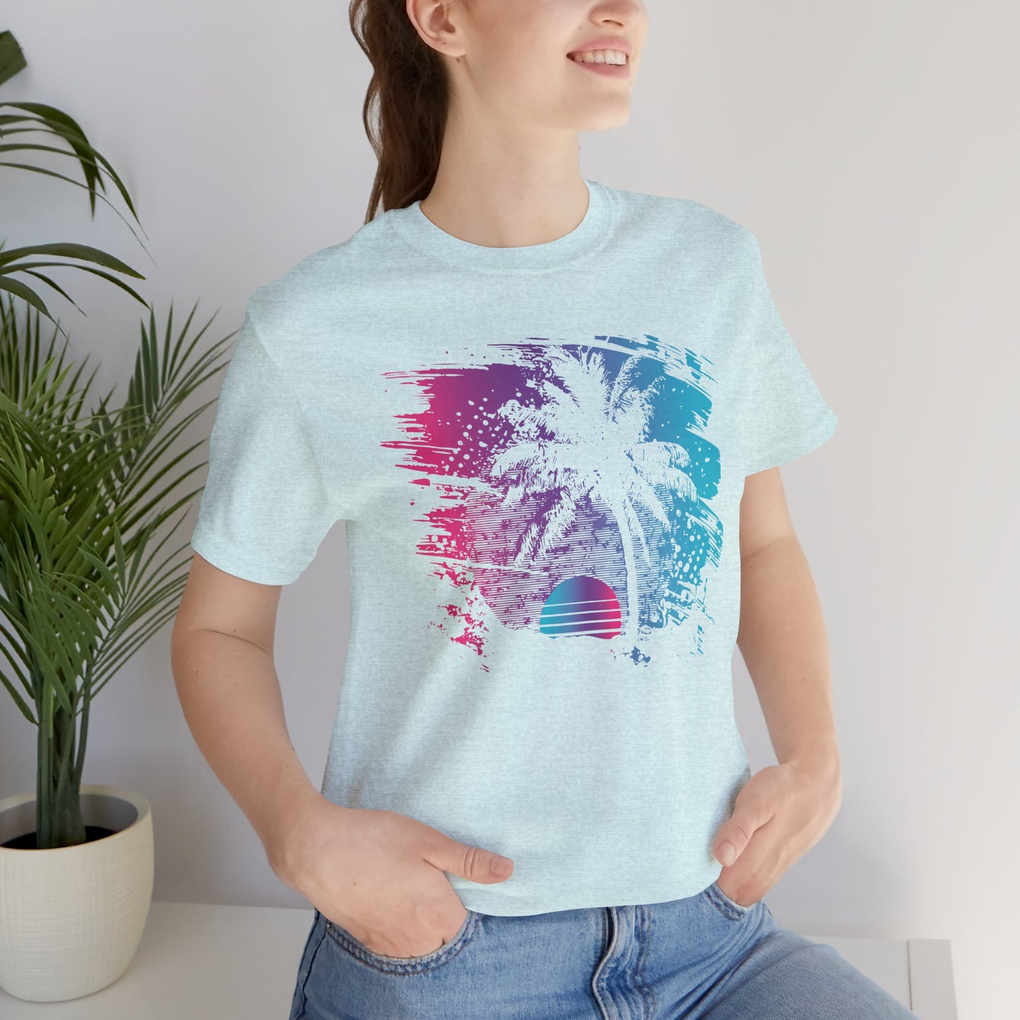 Retro Palm Sunset Tee — Vintage Beach Palm Tree T-Shirt
