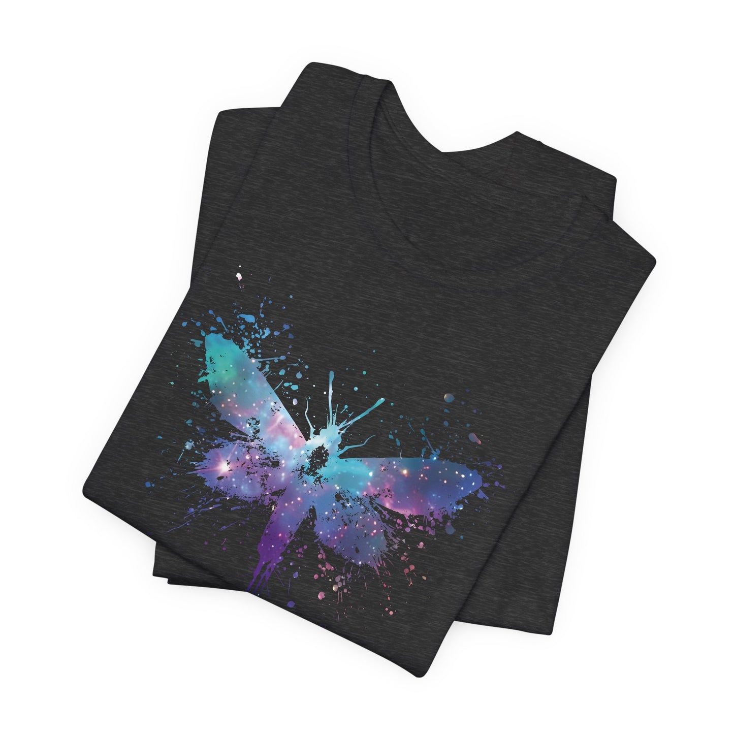 Galaxy Moth Graphic Tee - Watercolor Splatter Butterfly T-Shirt