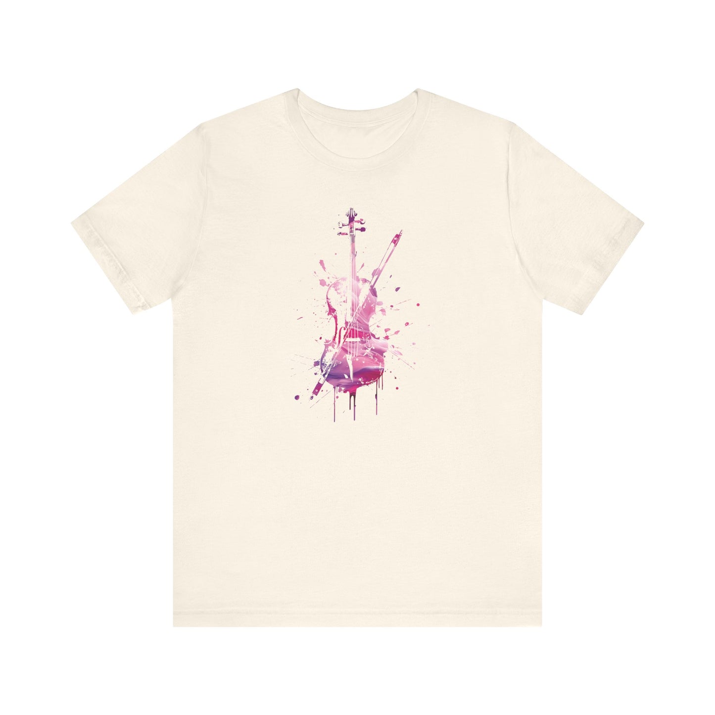 T-Shirt — Pink Watercolor Violin/Cello Graphic Tee