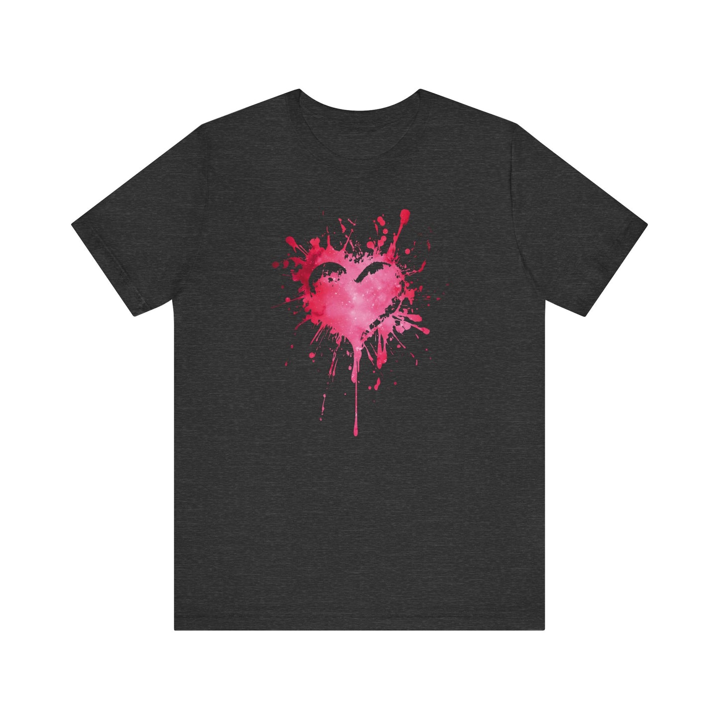 Heart Paint Splash T‑Shirt — Watercolor Pink Heart Graphic Tee