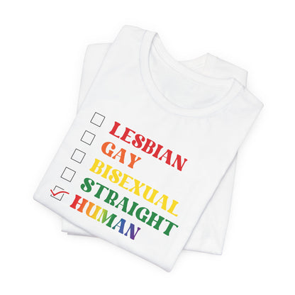 Human Checkbox Pride T-Shirt — "Human" Rainbow Equality Tee
