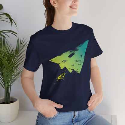Paper Airplane Graphic Tee — Green Gradient Flight T‑Shirt