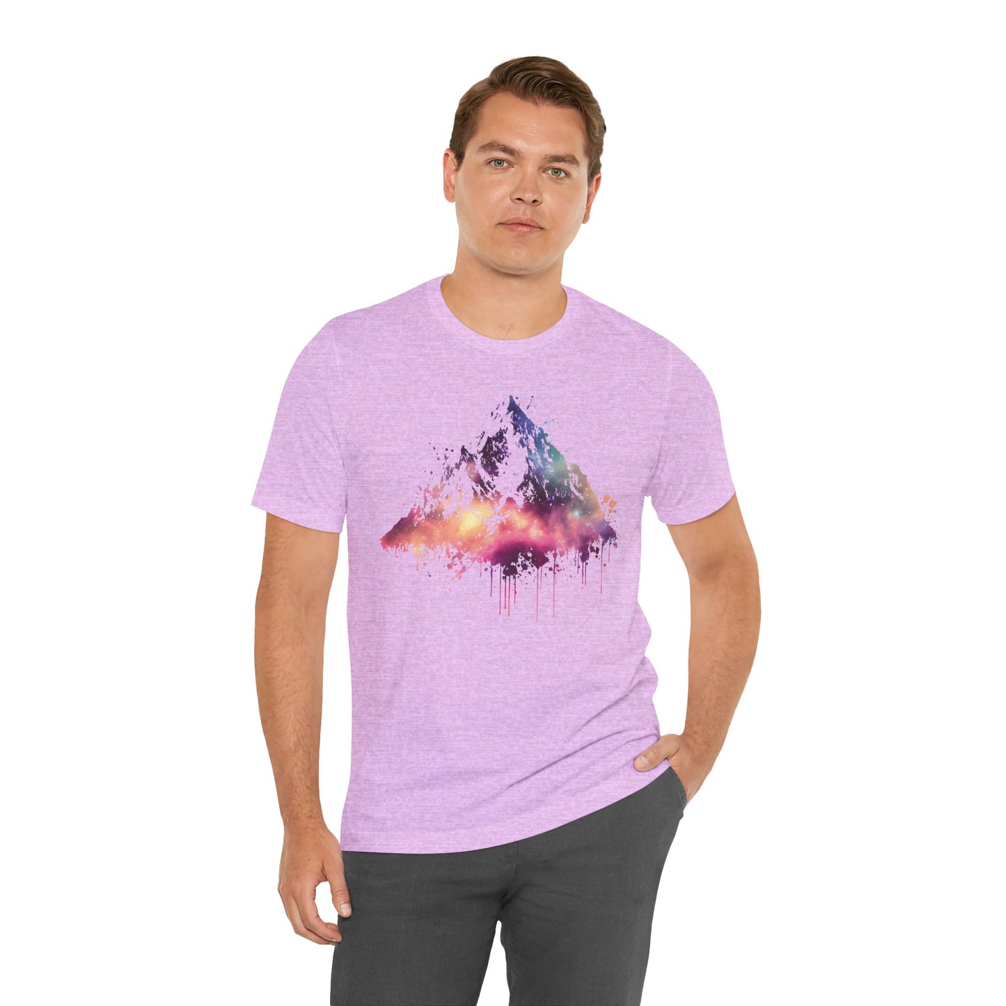 Space Mountain Watercolor Tee — Colorful Drip Peak Graphic T-Shirt