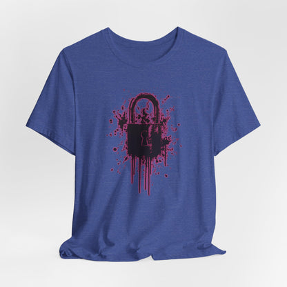 Locked Up Graphic Tee — Dark Splatter Lock Design