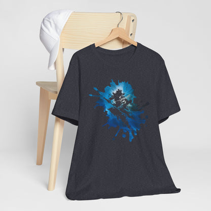 Watercolor Skateboarder T-Shirt — Blue Splash Graphic Tee