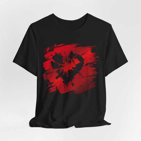 Broken Heart Brushstroke Tee — Distressed Red Heart Graphic Shirt
